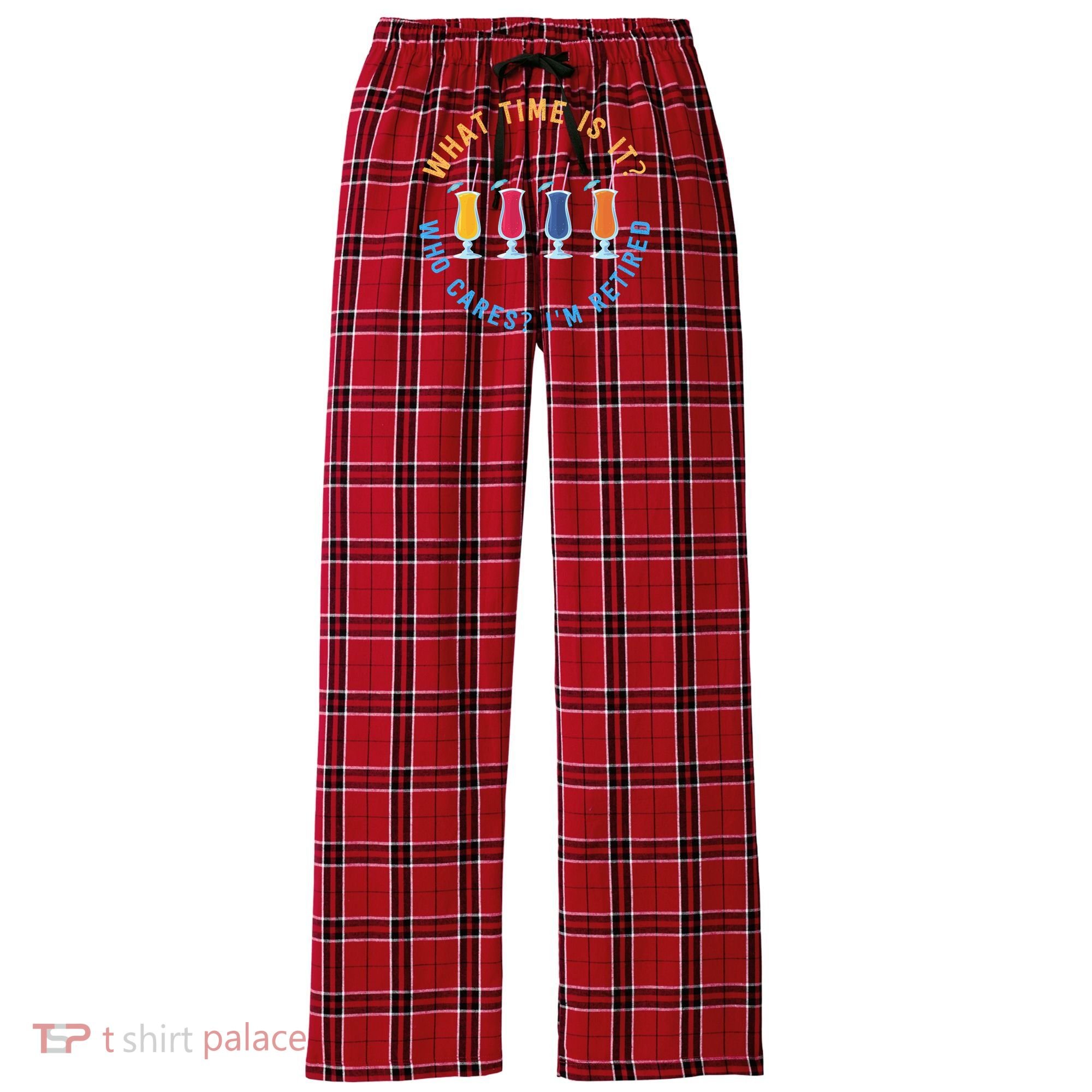 Funny Retirement Who Cares? I'm Retired Gift Women's Flannel Plaid Pajama Pants