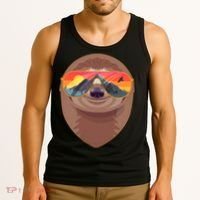 Funny Retro Wilderness Sloth Tank Top thumb 3
