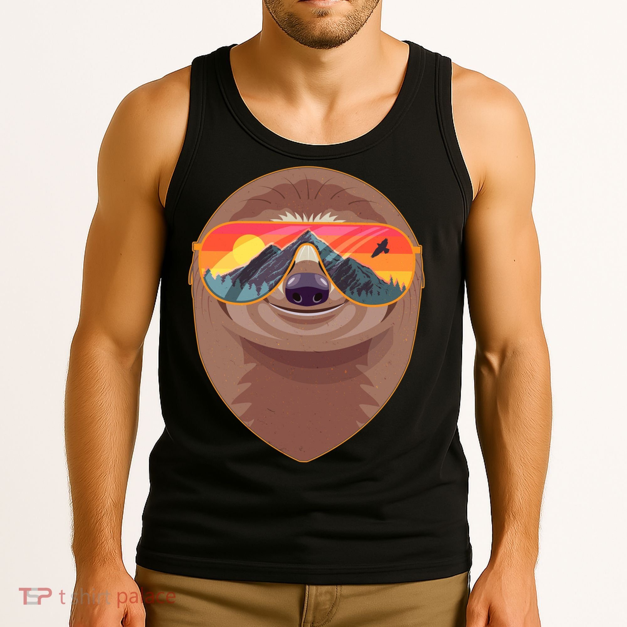 Funny Retro Wilderness Sloth Tank Top