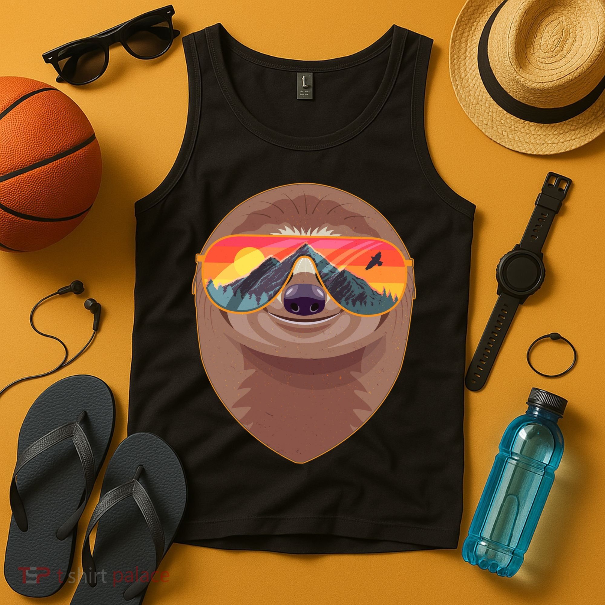 Funny Retro Wilderness Sloth Tank Top