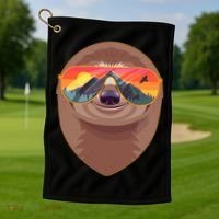 Funny Retro Wilderness Sloth Golf Towel thumb 1