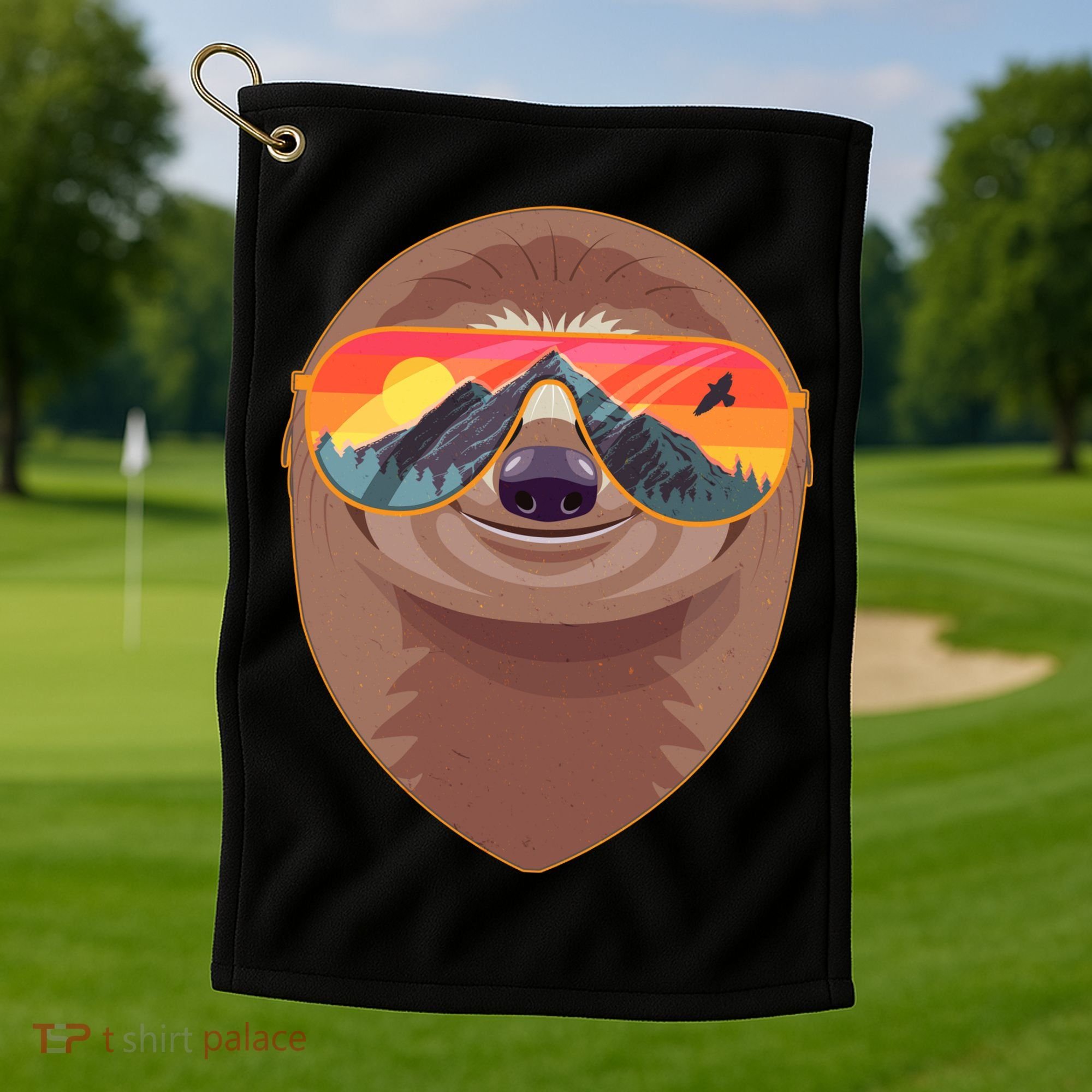 Funny Retro Wilderness Sloth Golf Towel