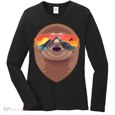 Funny Retro Wilderness Sloth Women's Long Sleeve Shirt