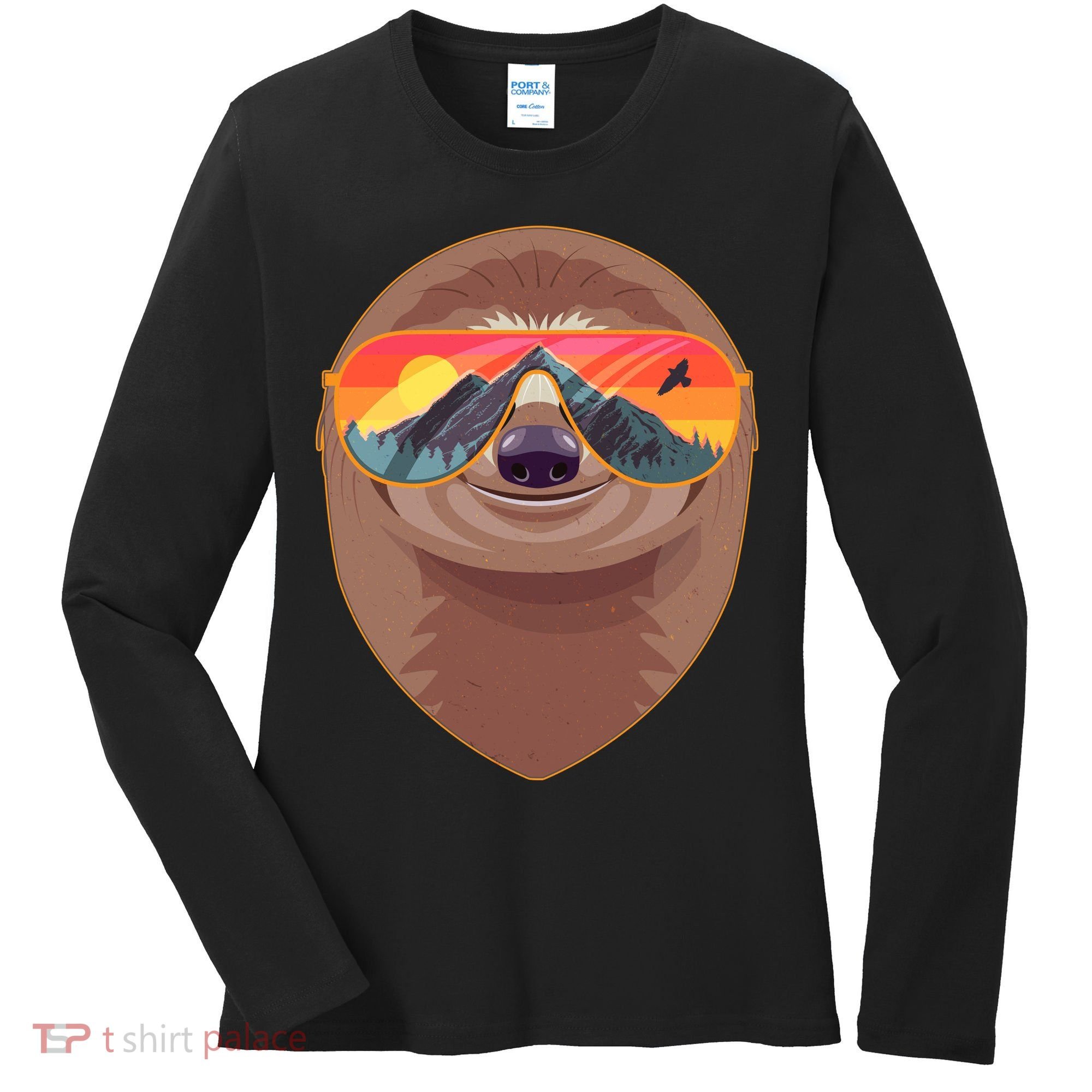 Funny Retro Wilderness Sloth Women's Long Sleeve Shirt