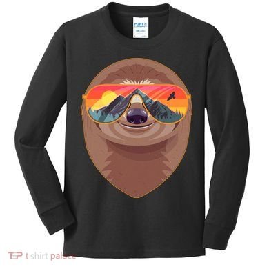 Funny Retro Wilderness Sloth Kids Long Sleeve Shirt