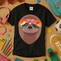 Funny Retro Wilderness Sloth Kids T-Shirt thumb 3