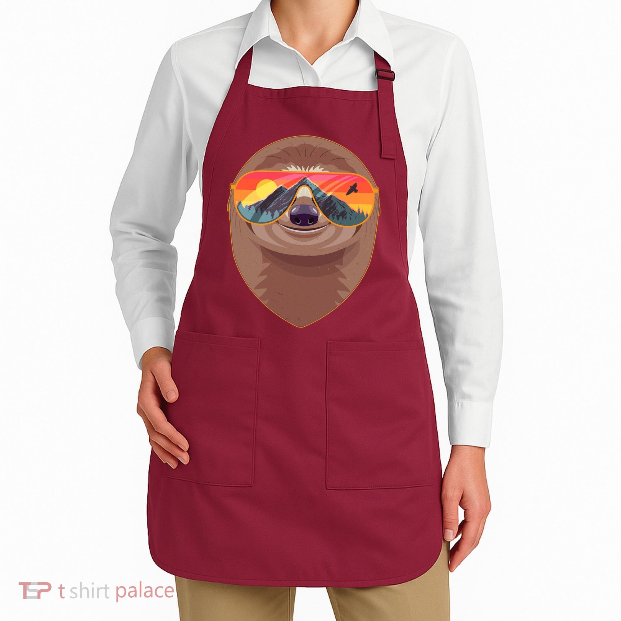 Funny Retro Wilderness Sloth Apron
