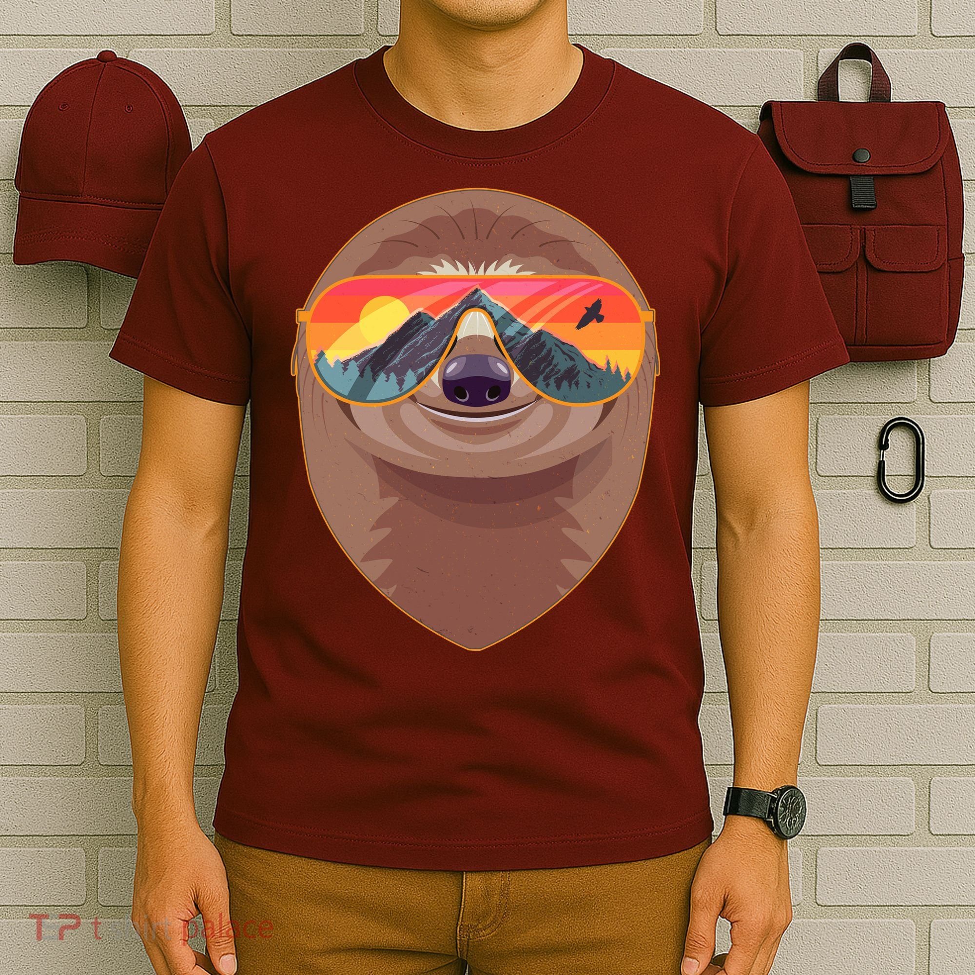 Funny Retro Wilderness Sloth T-Shirt