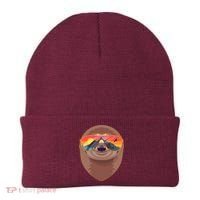 Funny Retro Wilderness Sloth Beanie thumb 0