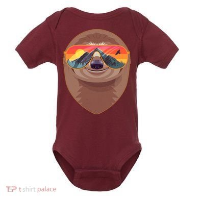 Funny Retro Wilderness Sloth Baby Bodysuit