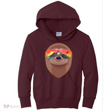 Funny Retro Wilderness Sloth Kids Hoodie