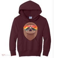 Funny Retro Wilderness Sloth Kids Hoodie thumb 0