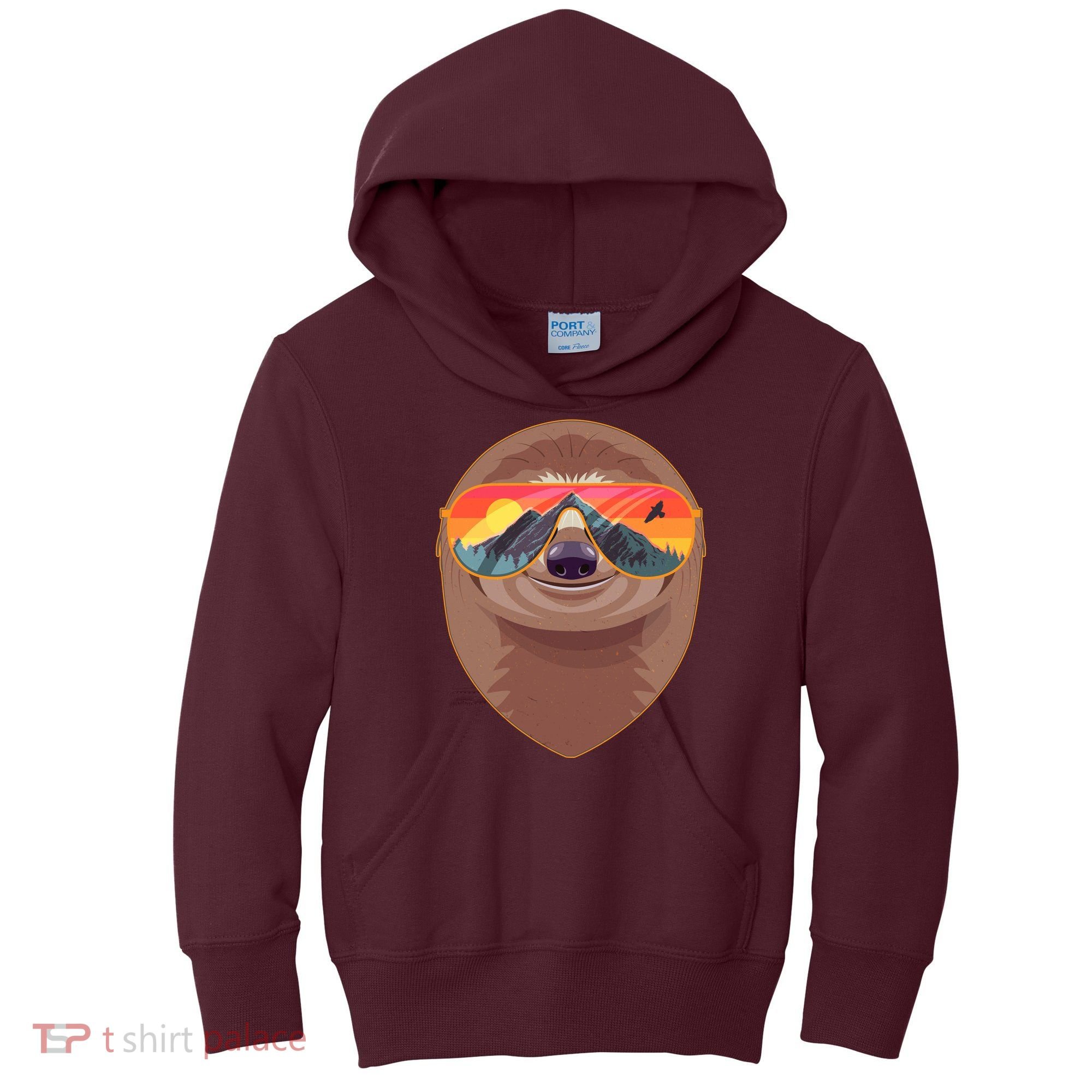 Funny Retro Wilderness Sloth Kids Hoodie