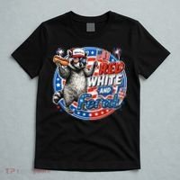 Funny Red White And Feral Patriotic Raccoon 4th Of July T-Shirt thumb 5