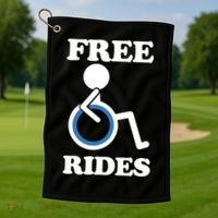 Free Rides Wheelchair Gift Golf Towel thumb 1