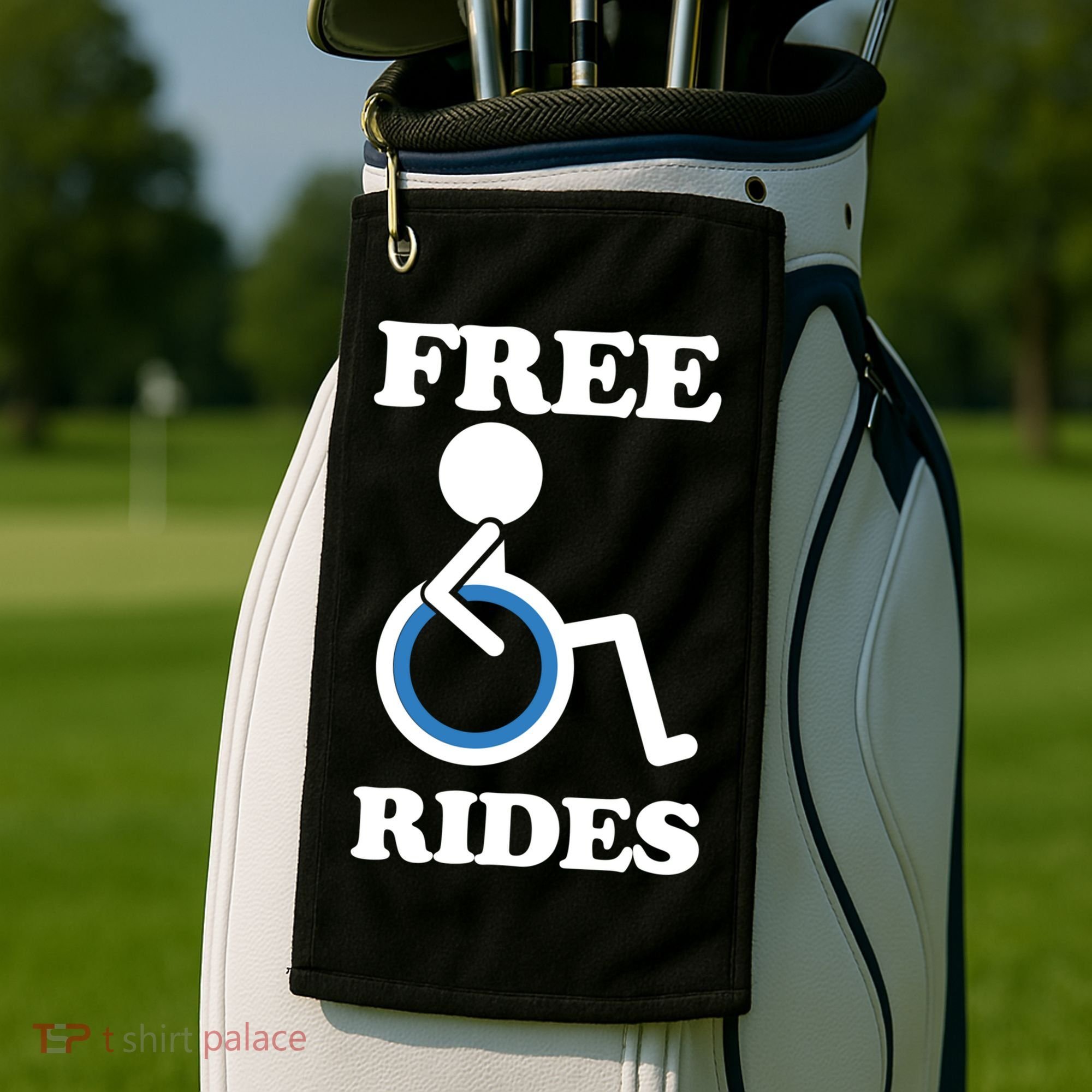 Free Rides Wheelchair Gift Golf Towel