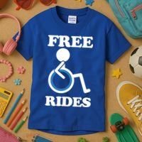 Free Rides Wheelchair Gift Kids T-Shirt thumb 3
