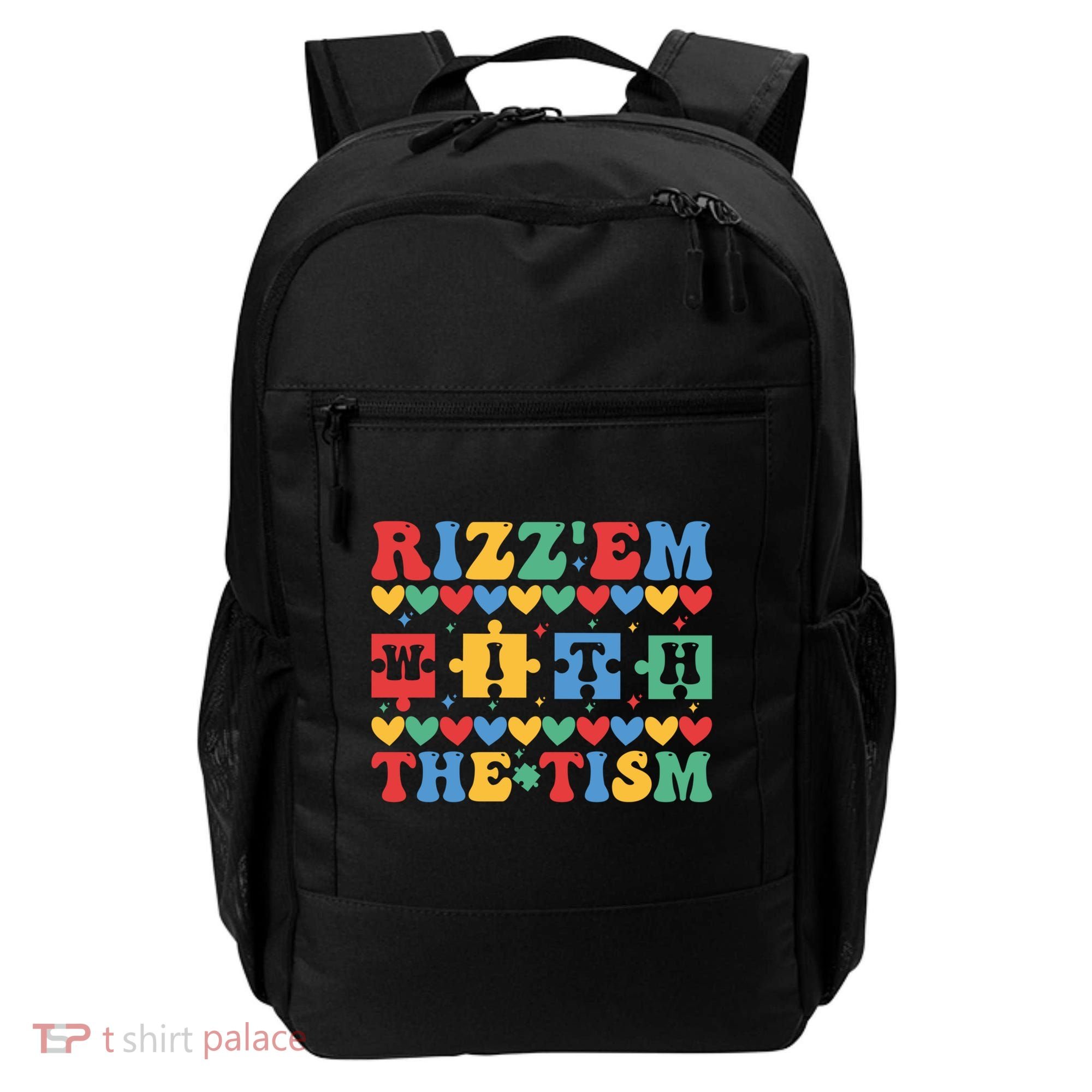 Funny RizzEm With The Tism Autism Awareness Outfit Gift Backpack