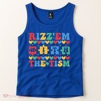 Funny RizzEm With The Tism Autism Awareness Outfit Gift Tank Top thumb 2