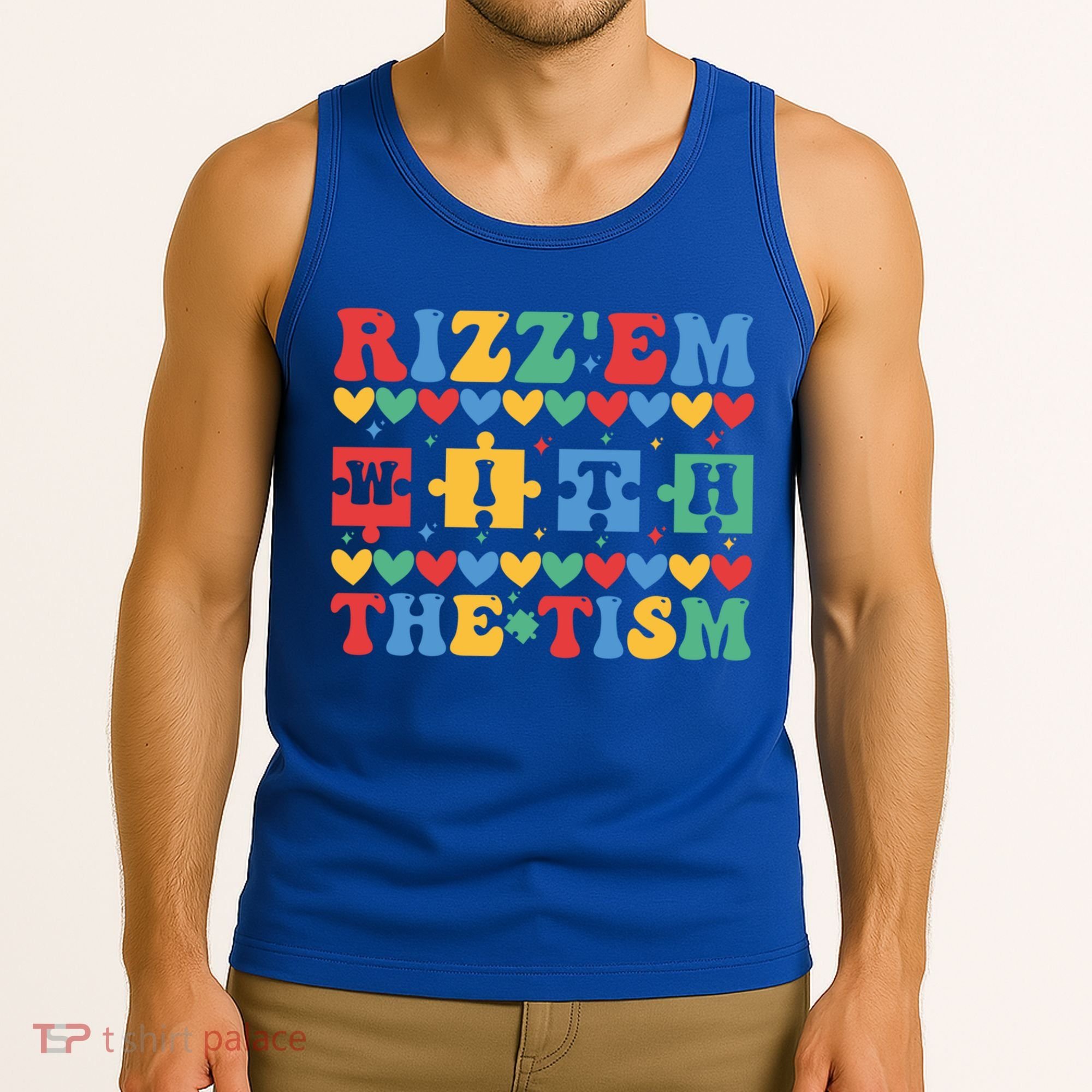 Funny RizzEm With The Tism Autism Awareness Outfit Gift Tank Top