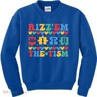 Funny RizzEm With The Tism Autism Awareness Outfit Gift Kids Sweatshirt thumb 0