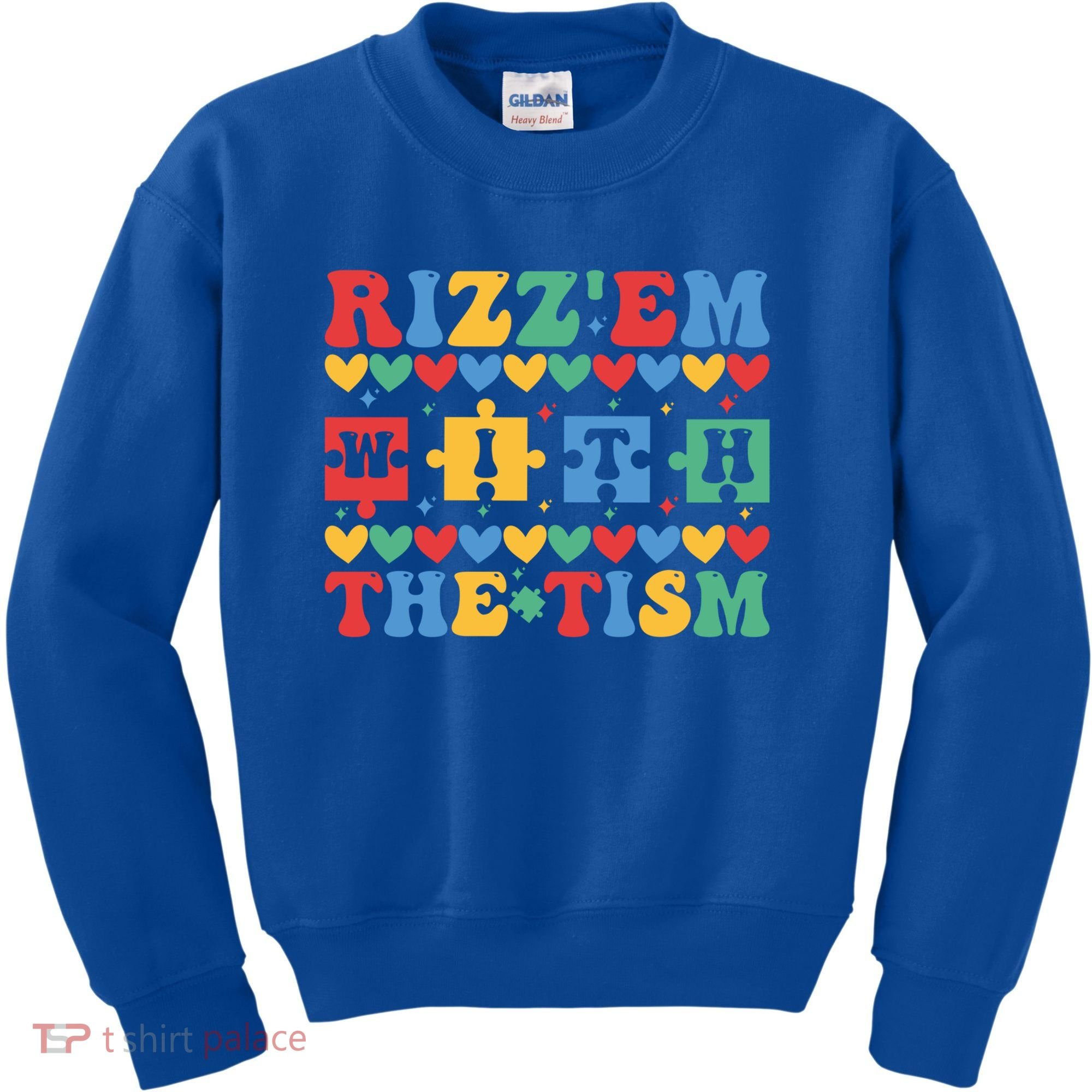 Funny RizzEm With The Tism Autism Awareness Outfit Gift Kids Sweatshirt
