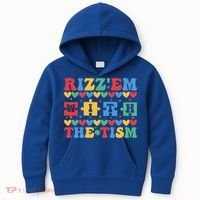 Funny RizzEm With The Tism Autism Awareness Outfit Gift Kids Hoodie thumb 0