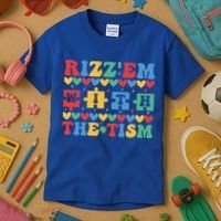 Funny RizzEm With The Tism Autism Awareness Outfit Gift Kids T-Shirt thumb 3