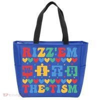 Funny RizzEm With The Tism Autism Awareness Outfit Gift Tote Bag thumb 0