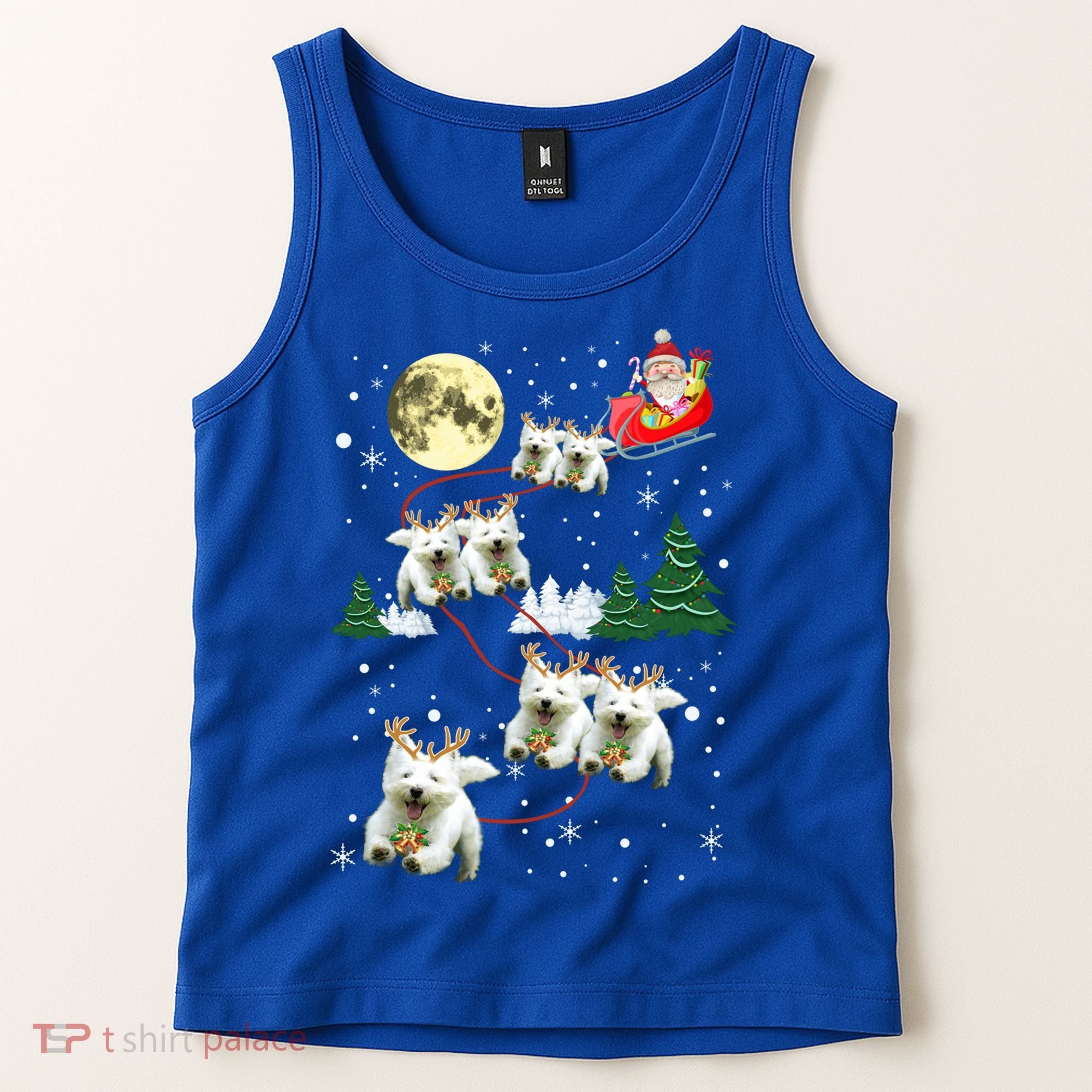 Funny Reindeer Westie Xmas Christmas Dog Lovers Gift Tank Top