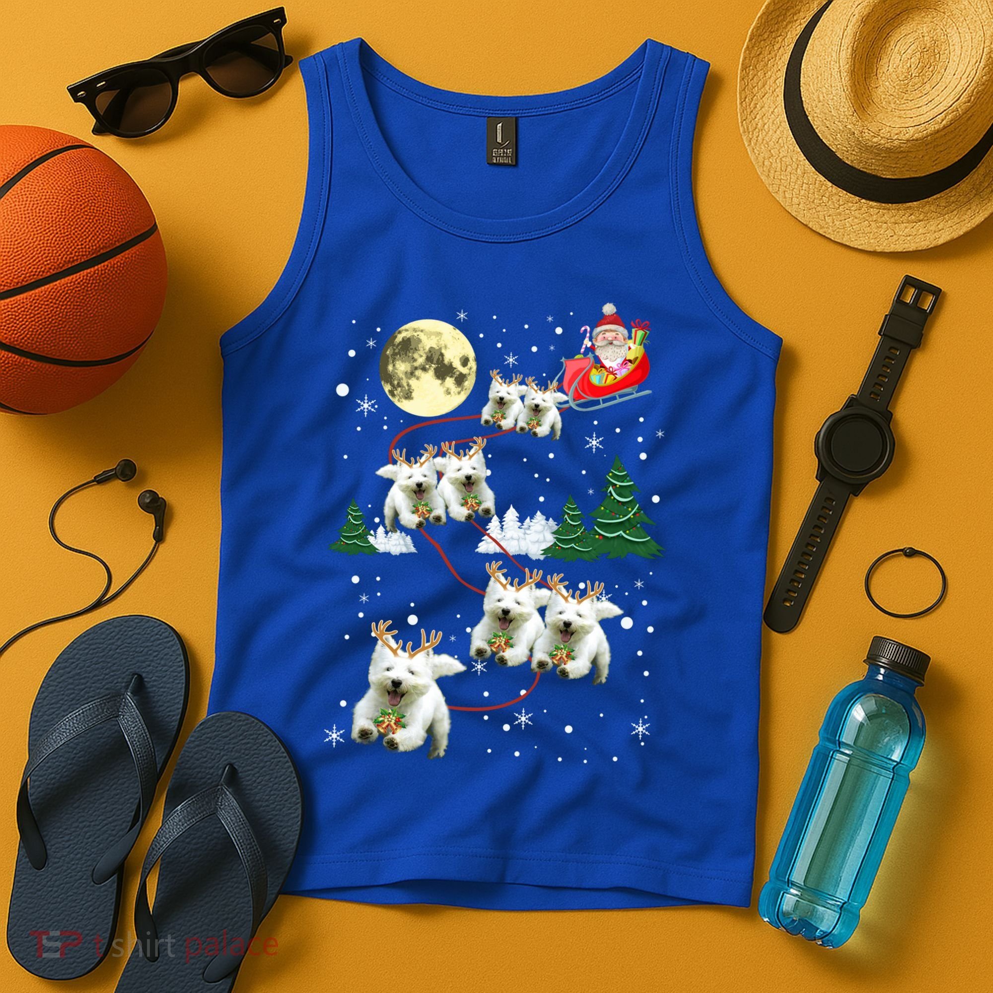 Funny Reindeer Westie Xmas Christmas Dog Lovers Gift Tank Top