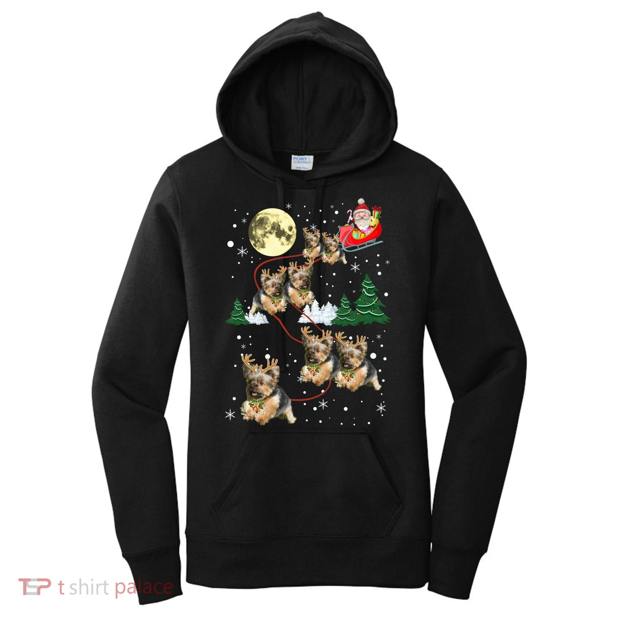 Funny Reindeer Yorkie Xmas Christmas Dog Lovers Gift Women's Hoodie