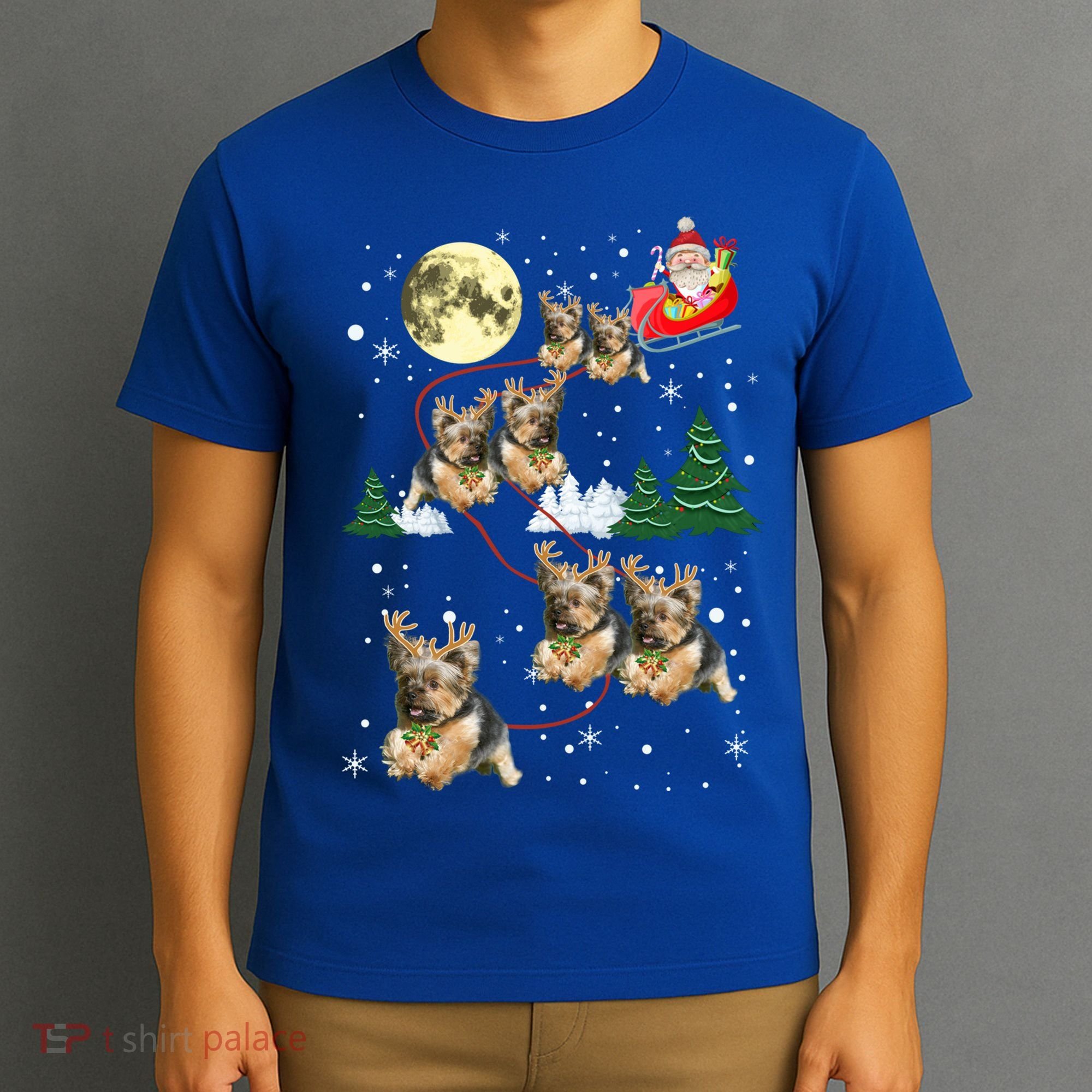 Funny Reindeer Yorkie Xmas Christmas Dog Lovers Gift T-Shirt