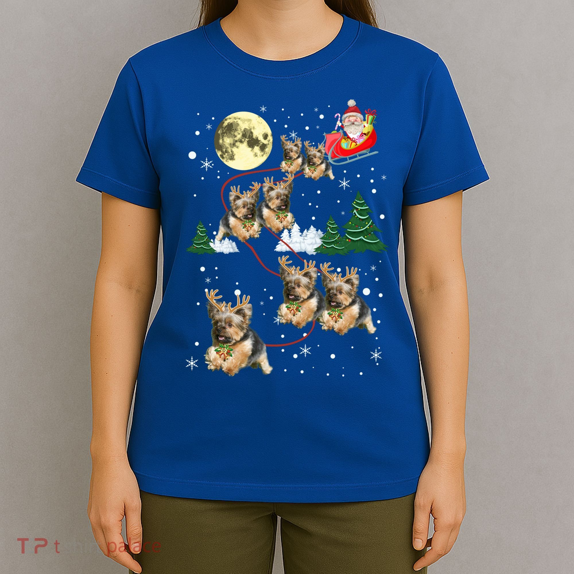 Funny Reindeer Yorkie Xmas Christmas Dog Lovers Gift T-Shirt