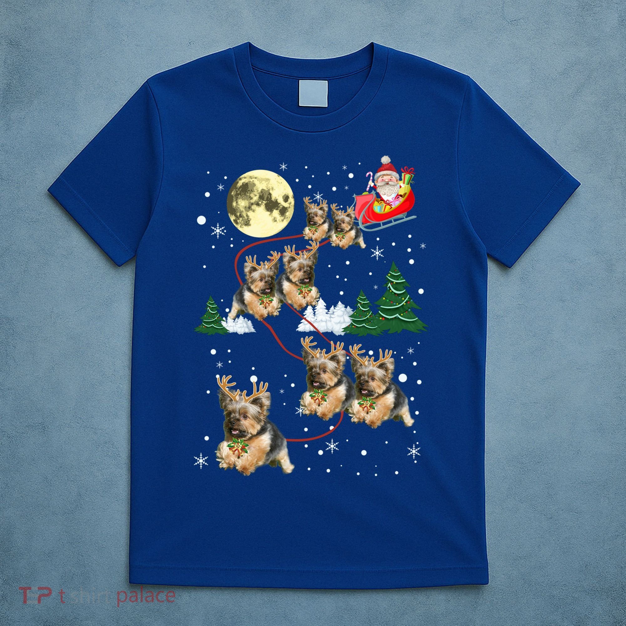 Funny Reindeer Yorkie Xmas Christmas Dog Lovers Gift T-Shirt