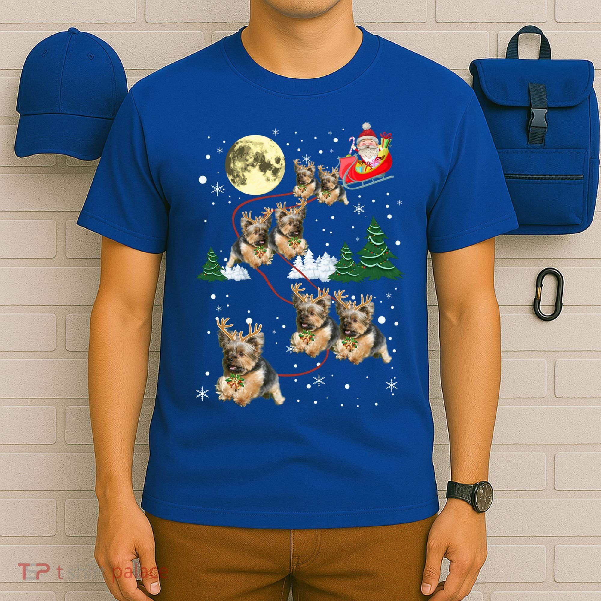 Funny Reindeer Yorkie Xmas Christmas Dog Lovers Gift T-Shirt