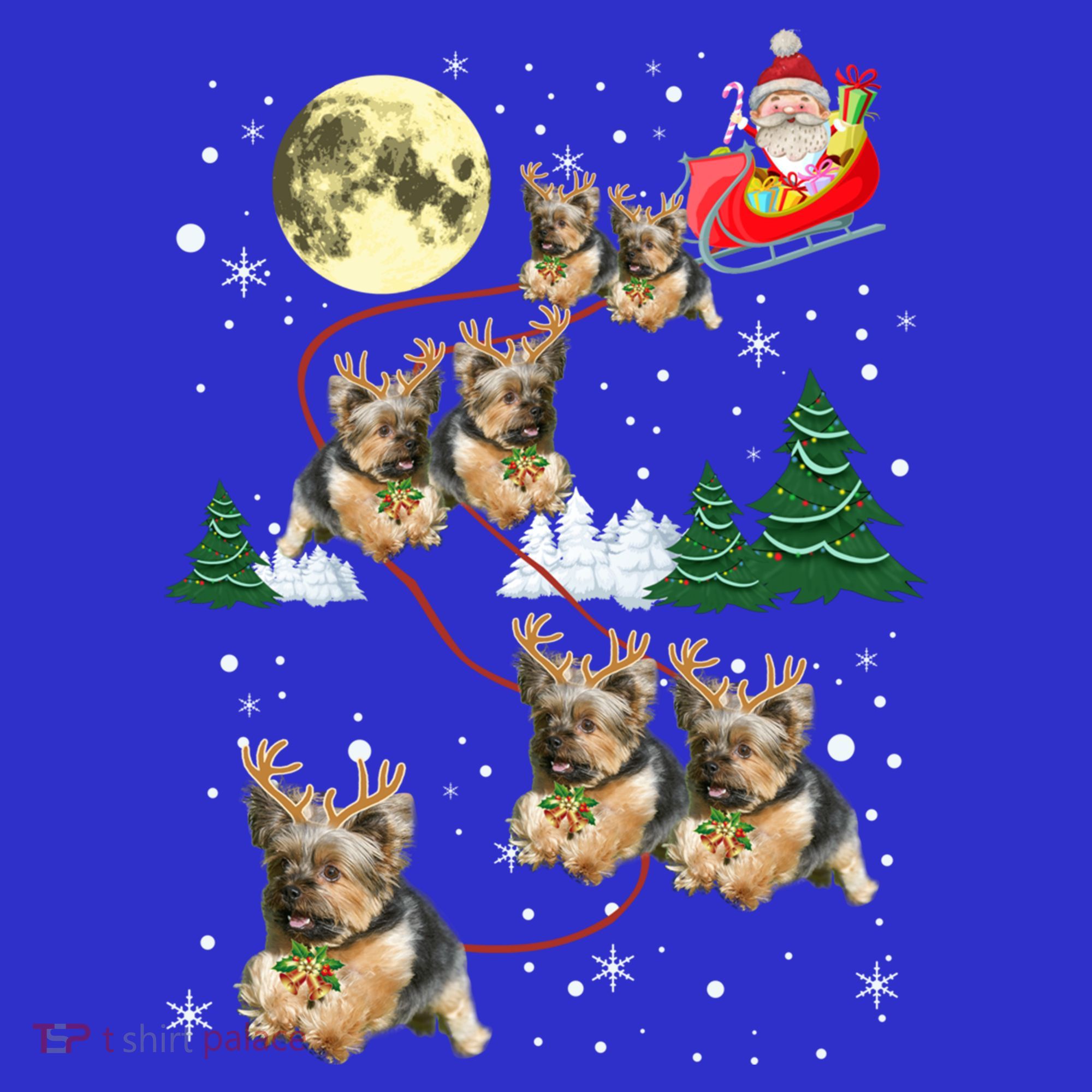 Funny Reindeer Yorkie Xmas Christmas Dog Lovers Gift T-Shirt