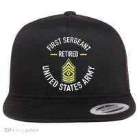 First Sergeant 1sg Retired Army Military Retirement Flat Bill Trucker Hat thumb 0