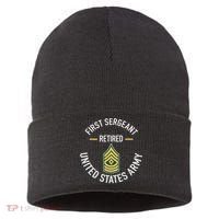 First Sergeant 1sg Retired Army Military Retirement Sustainable Knit Beanie thumb 0