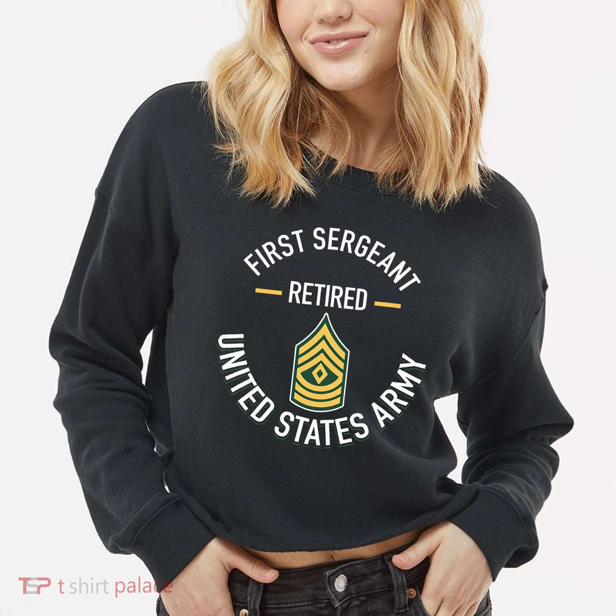 First Sergeant 1sg Retired Army Military Retirement Cropped Pullover Crew