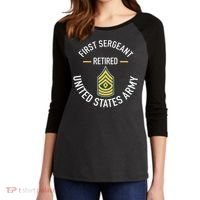 First Sergeant 1sg Retired Army Military Retirement Women's Tri-Blend 3/4-Sleeve Raglan Shirt thumb 2