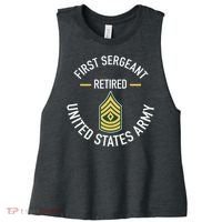 First Sergeant 1sg Retired Army Military Retirement Women's Racerback Cropped Tank thumb 0