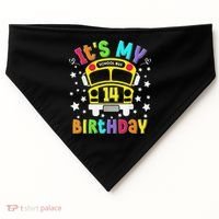 Funny School 14th Birthday Party School Bus Teacher Student USA-Made Doggie Bandana thumb 0