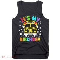 Funny School 14th Birthday Party School Bus Teacher Student Tank Top thumb 0