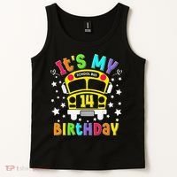 Funny School 14th Birthday Party School Bus Teacher Student Tank Top thumb 2