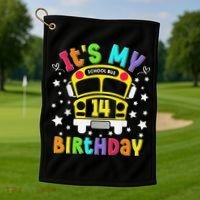 Funny School 14th Birthday Party School Bus Teacher Student Golf Towel thumb 1