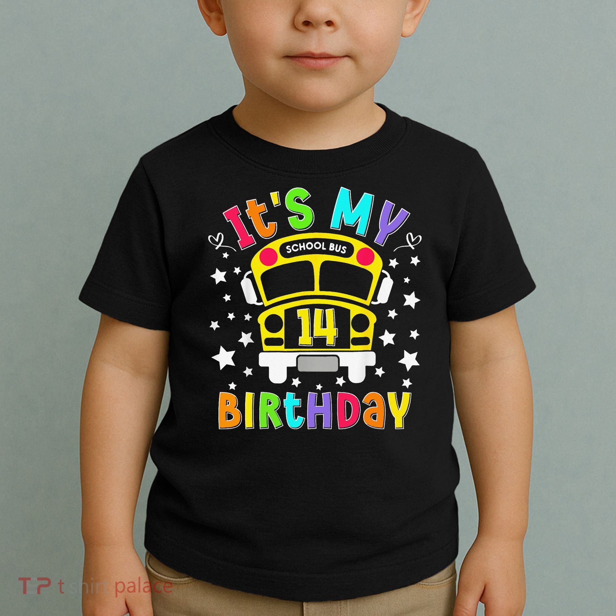 Funny School 14th Birthday Party School Bus Teacher Student Toddler T-Shirt