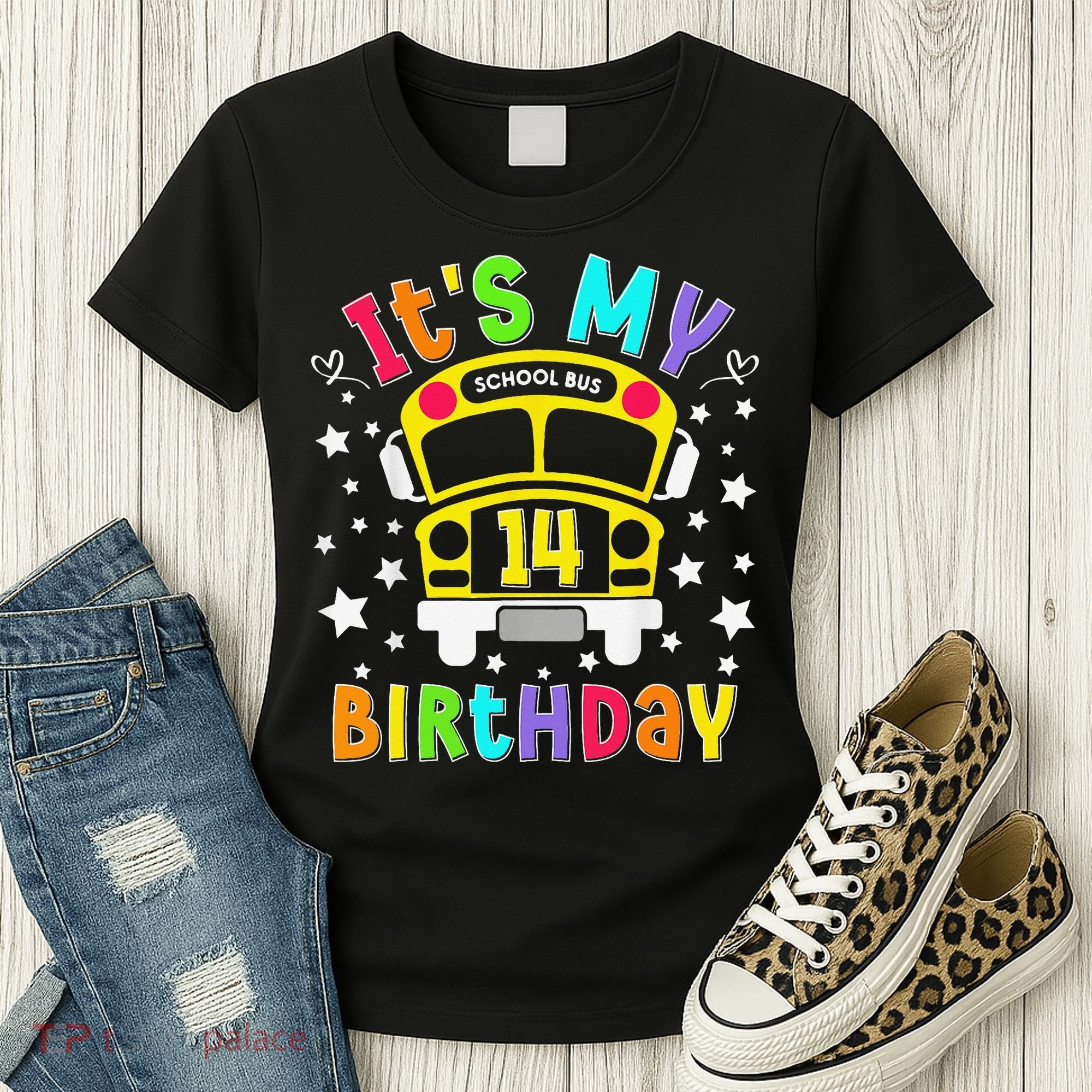 Funny School 14th Birthday Party School Bus Teacher Student Women's T-Shirt