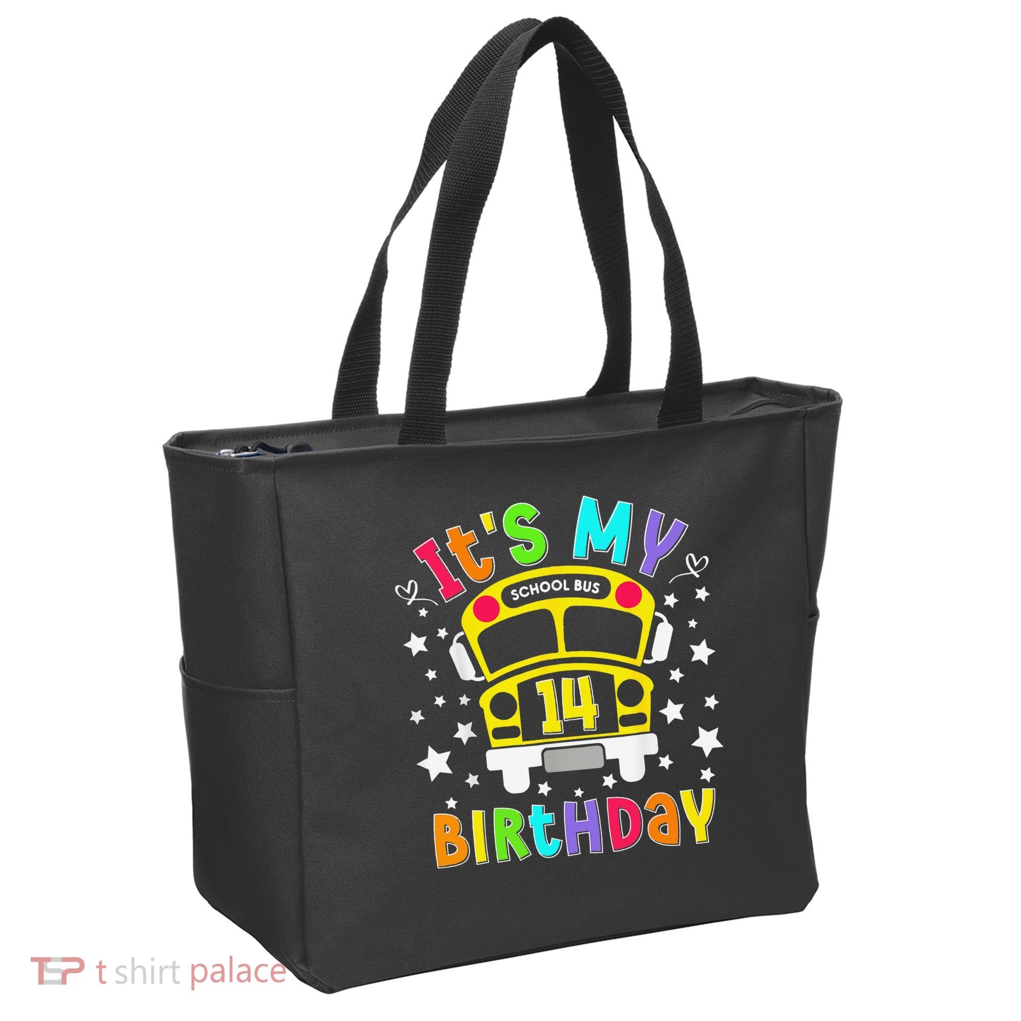 Funny School 14th Birthday Party School Bus Teacher Student Tote Bag