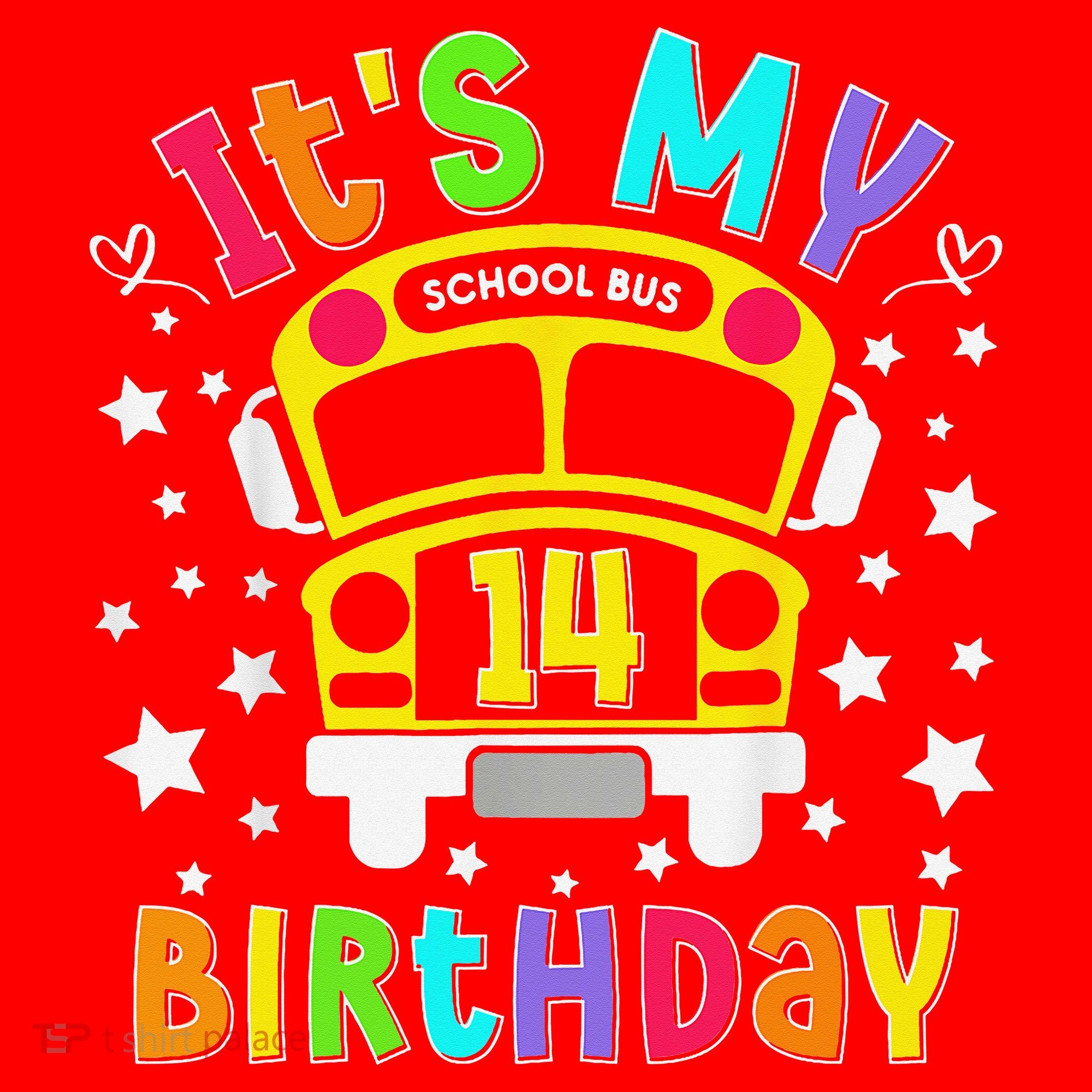 Funny School 14th Birthday Party School Bus Teacher Student Santa Hat